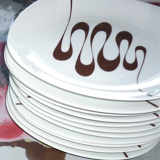 6 hollow plates of the Slalom service in porcelain 70s