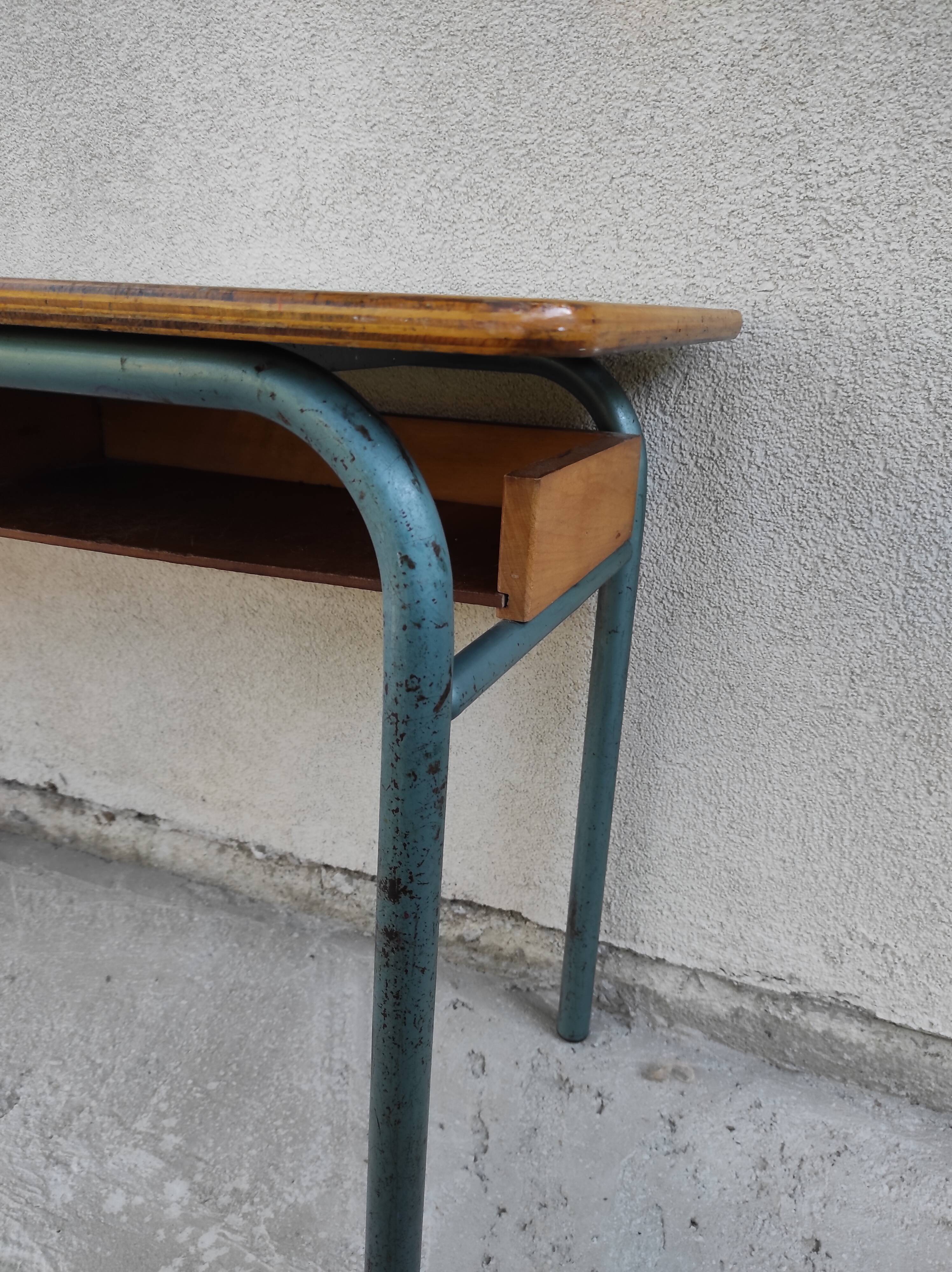 Hitler style 1960 double school desk with locker