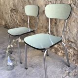 Pair of chairs in sky blue formica