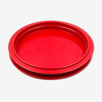 Gianfranco Frattini, red tray, Progetti Italy, 1970s