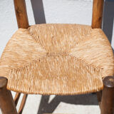 Wooden and straw chair x 4, chair with seat and straw back, chalet, countryside, decoration