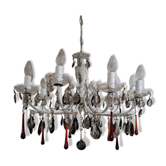 Amethyst and Red Murano Chandelier 10 Lights