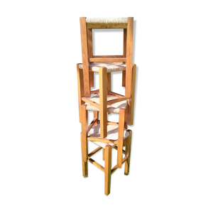 Tabourets en bois et paille