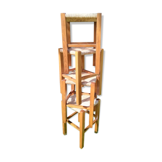 Wooden stools and straw