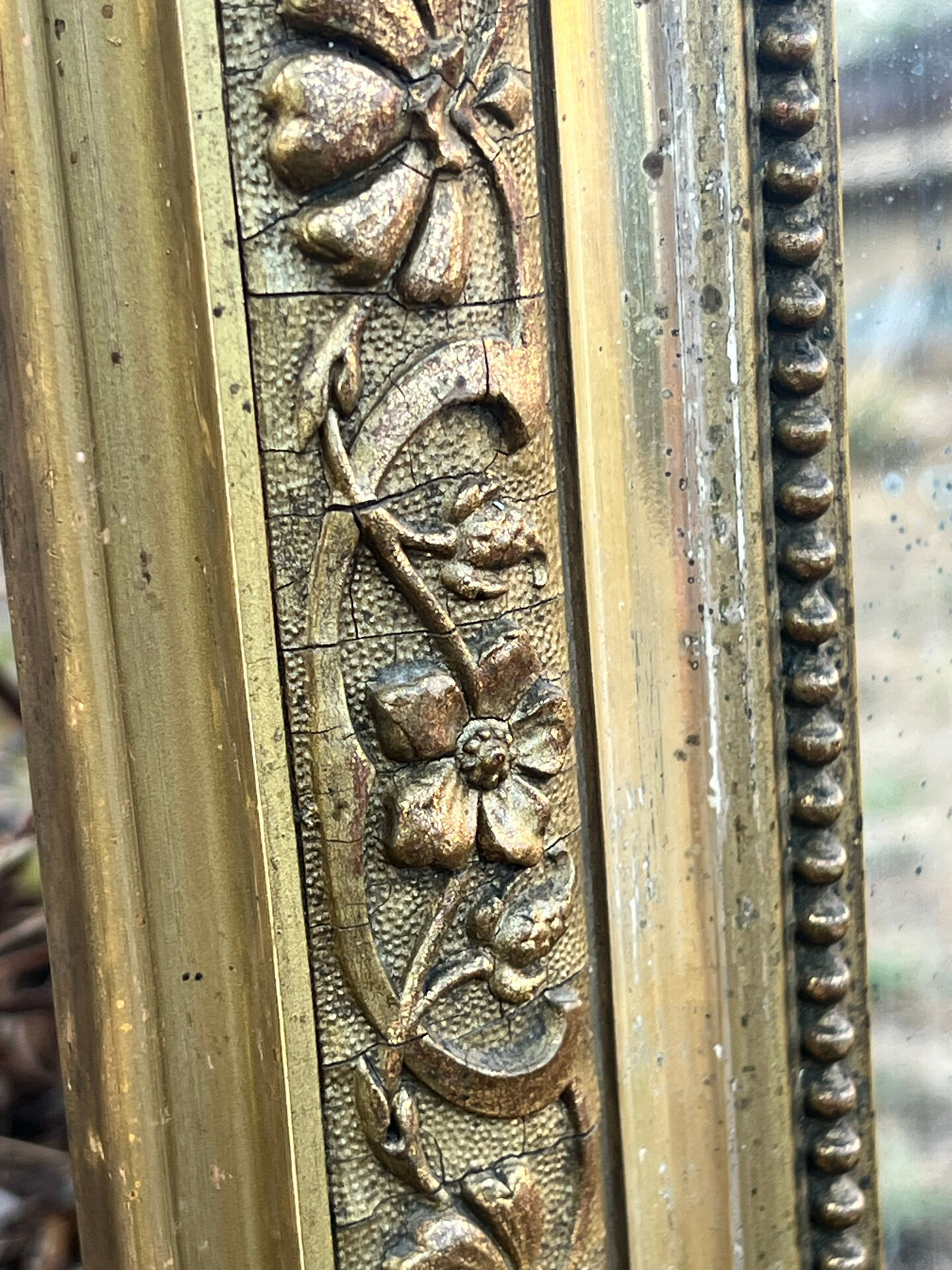 Louis-Philippe mirror with gold leaf, mercury glass 65x51cm