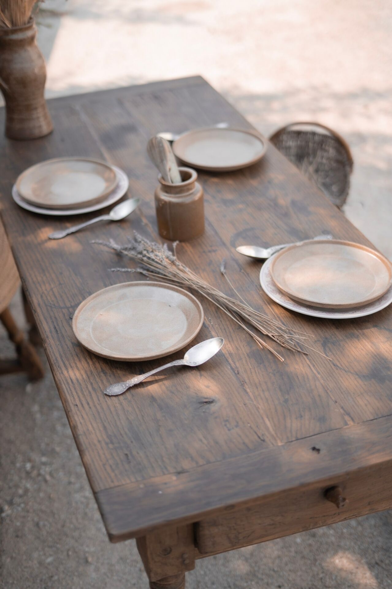 Table and benches set
