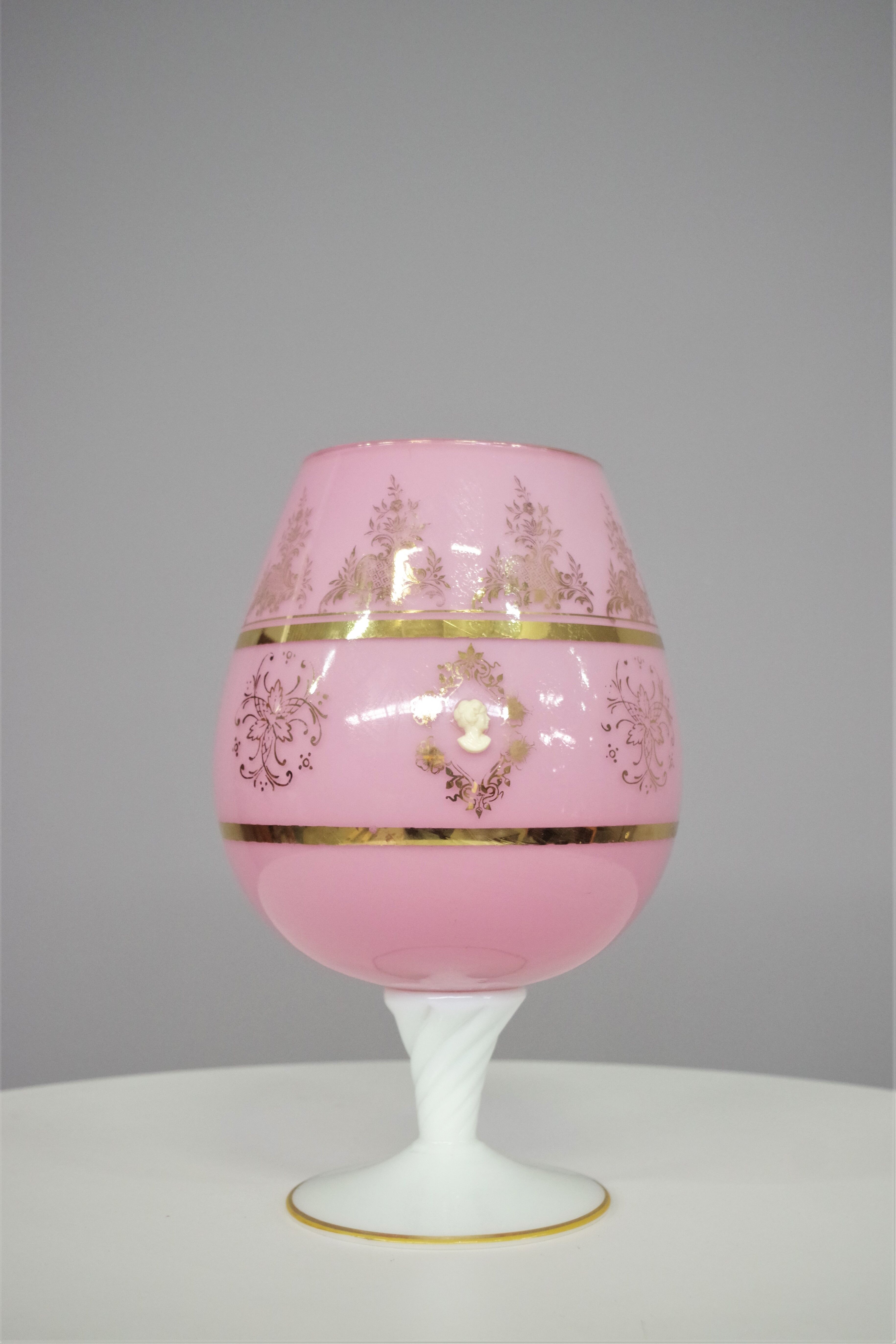 Hand-decorated glass French vase