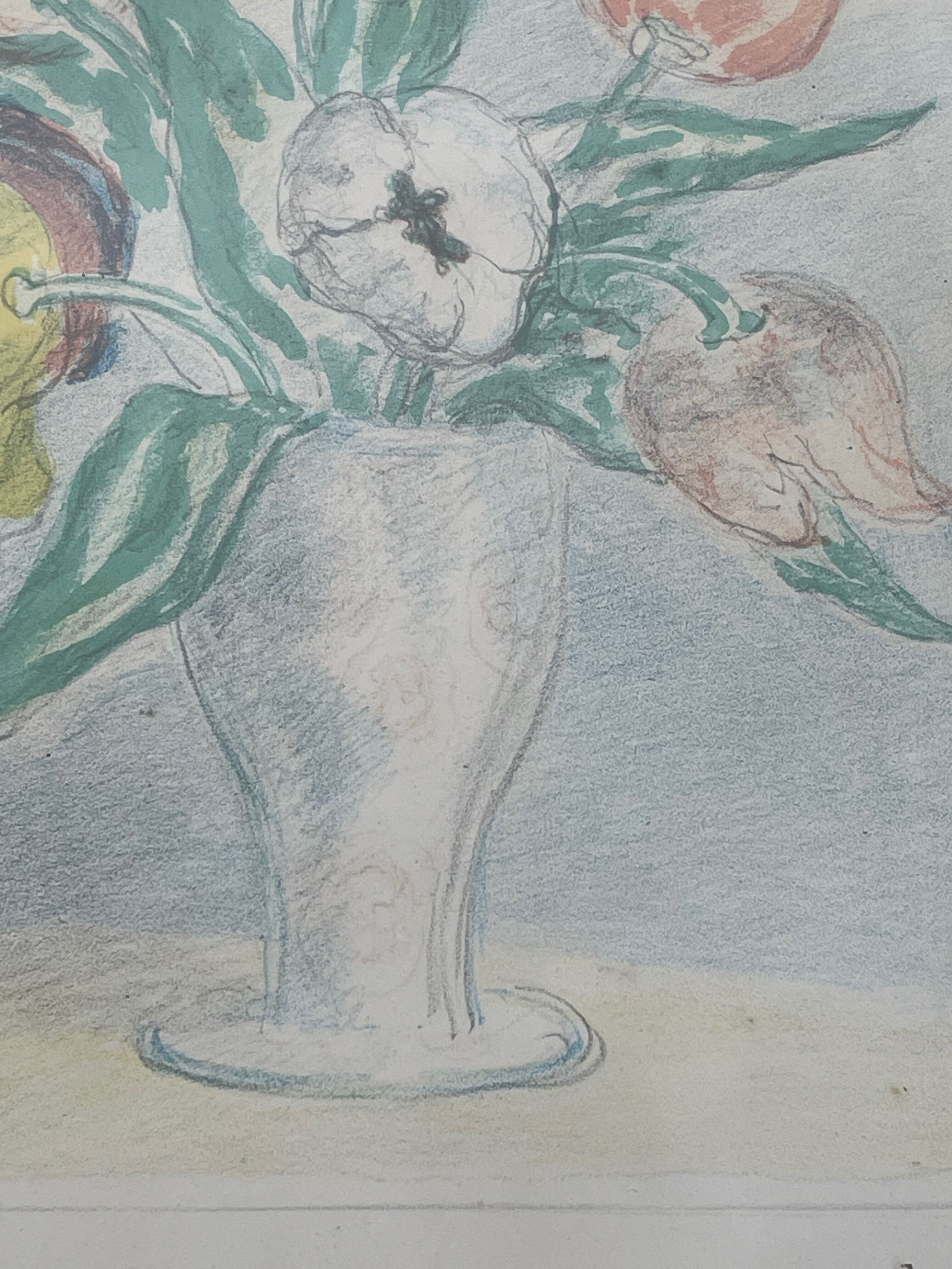 Painting watercolor still life with flowers Matisse, Dufy early twentieth century