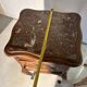 Pair of antique bedside tables with marble top and ceramic niche