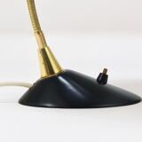 1950s Cosack Cobra black desk or table lamp in brass, mid-century, Stilnovo style.