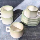 4 cups Brenne sandstone and saucers