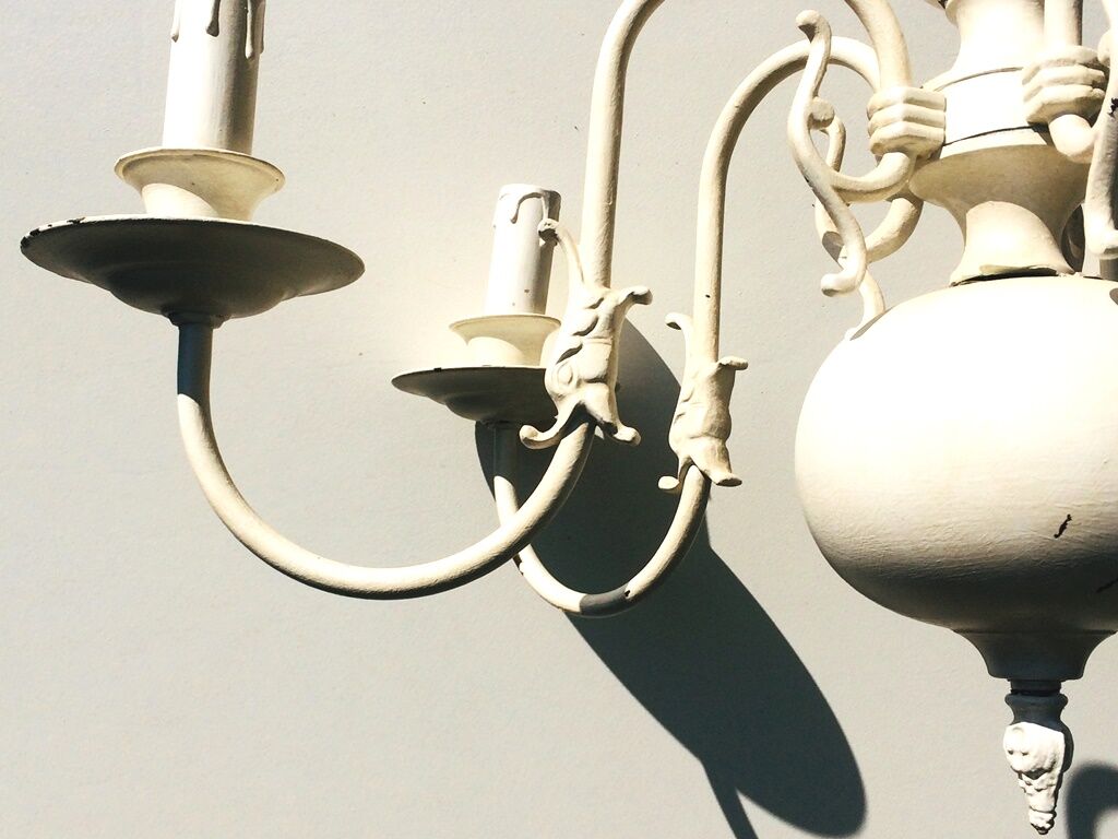 Small patinated dutch chandelier shabby chic 54 x 59 cm