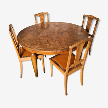 Walnut bramble table & chairs