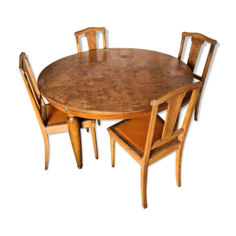 Walnut bramble table & chairs