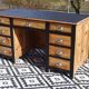Restored antique pine desk, 9 drawers