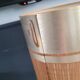 Vintage table lamp with brushed aluminium base - cylinder shade