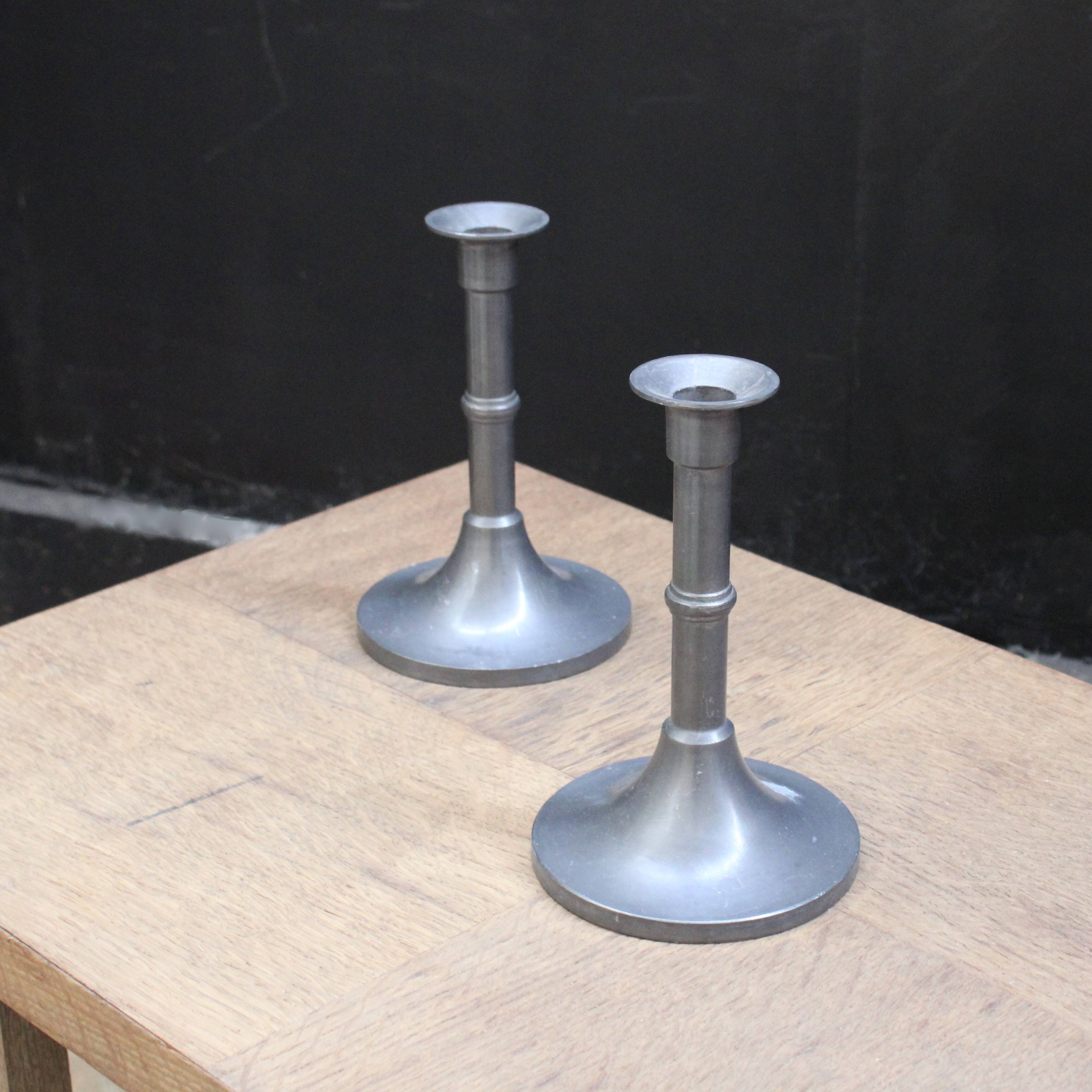 Pewter candlestick candle holders (pair)
