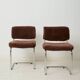 Pair of chrome and velvet chairs, Roche Bobois, 1970s