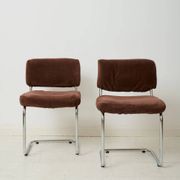 Pair of chrome and velvet chairs, Roche Bobois, 1970s