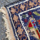 Persian wool rug blue abstract patterns 190x110cm