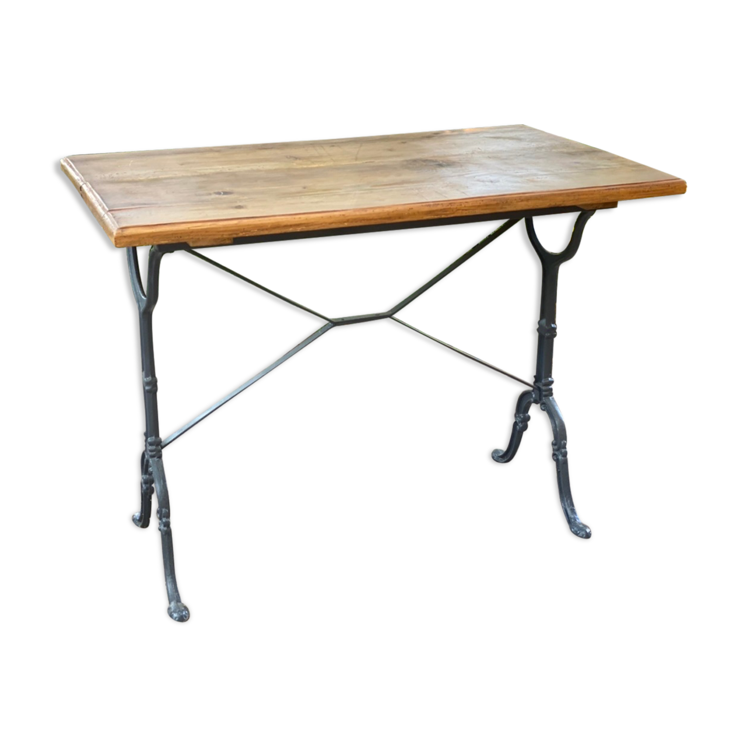 Table bistro feet cast cast plateau solid wood