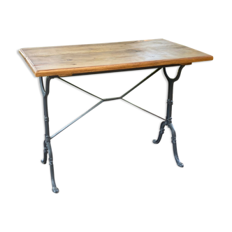 Table bistrot pieds fonte plateau bois massif