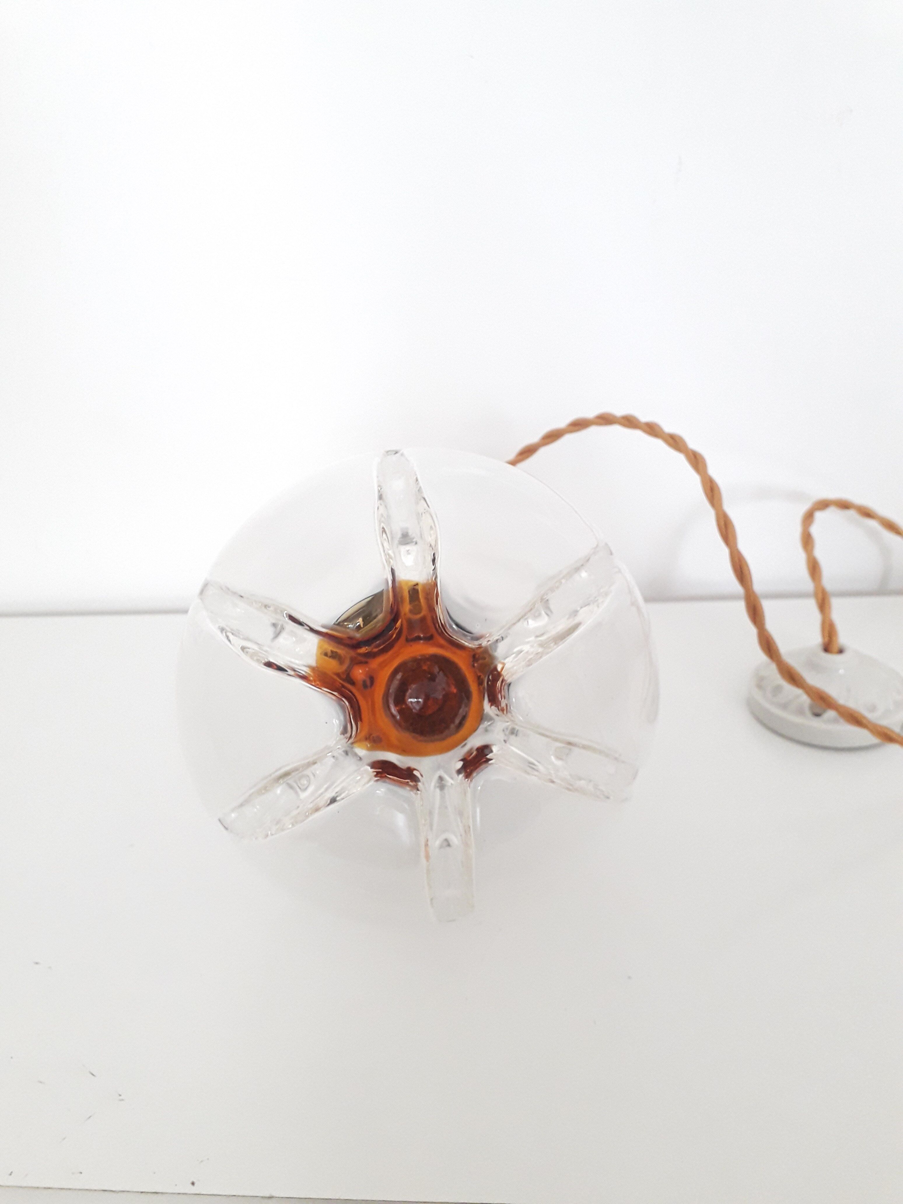 Vintage pendant lamp - Globe glass Mazzega Murano - 70s