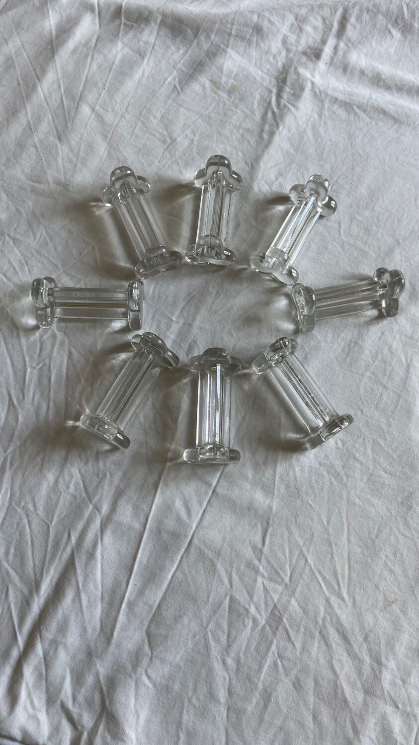 Set de 8 porte couteaux vintage en verre 1960