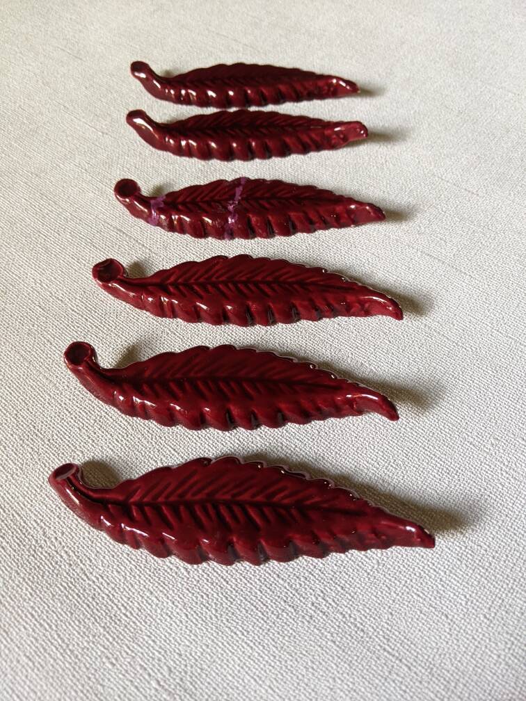 Handmade ceramic knife holder leaf decoration bohemian countryside