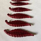 Handmade ceramic knife holder leaf decoration bohemian countryside