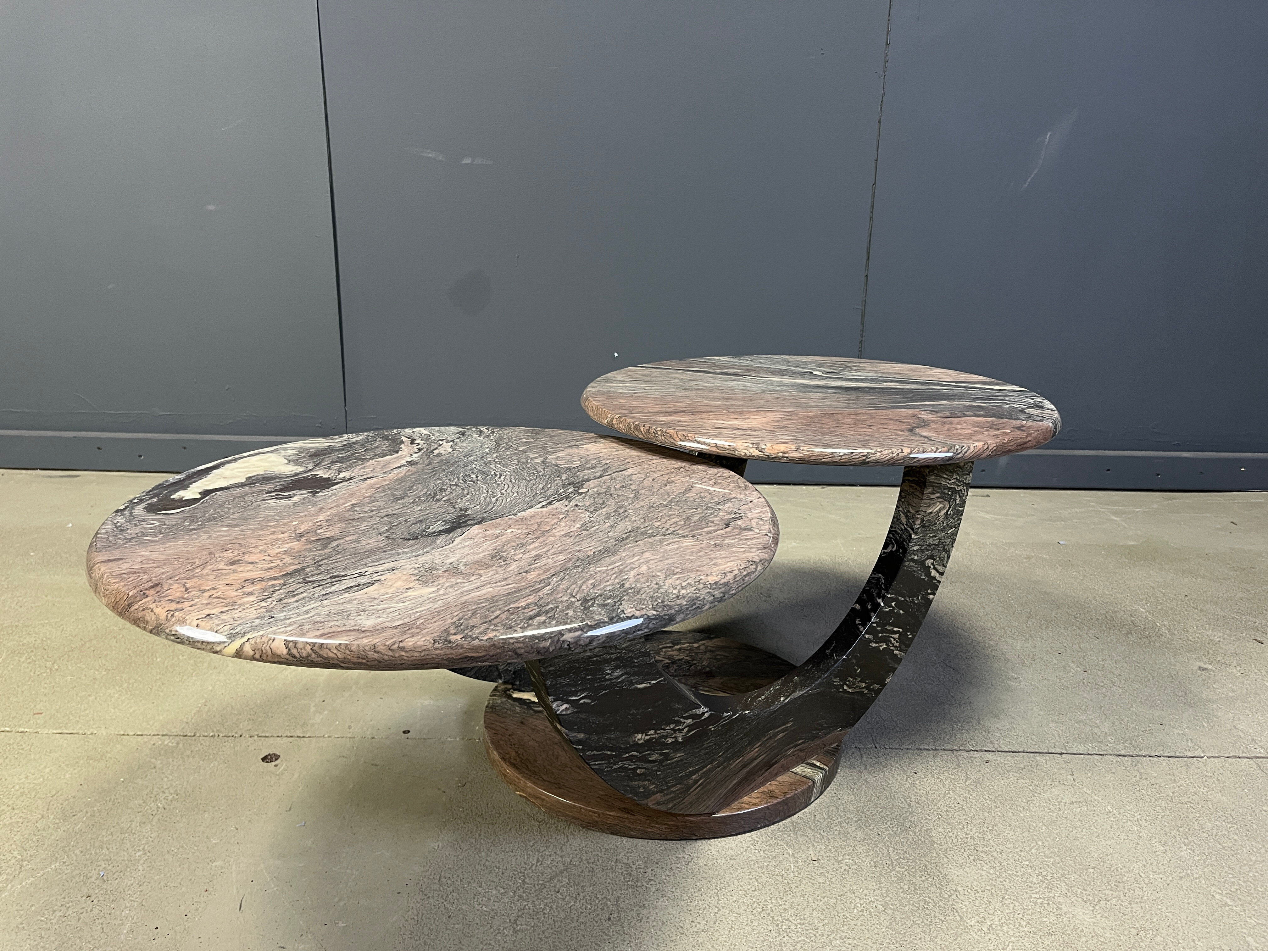 Vintage two tier marble coffee table, 1970s