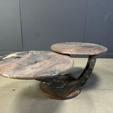 Vintage two tier marble coffee table, 1970s