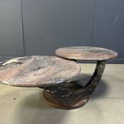 Table basse en marbre vintage à deux niveaux, années 1970