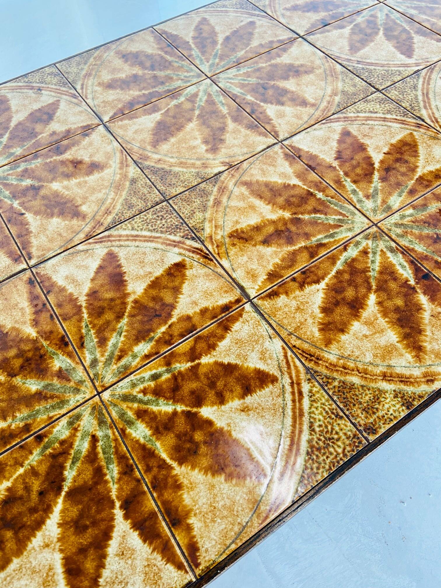 VINTAGE DANISH MID CENTURY TEAK  & CERAMIC COFFEE TABLE  1960s