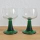 2 verres à eau pieds coniques vert Luminarc vintage années 70