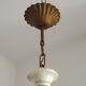 Vintage French 3-Light Chandelier White Wood & Bronzed Effect Metal