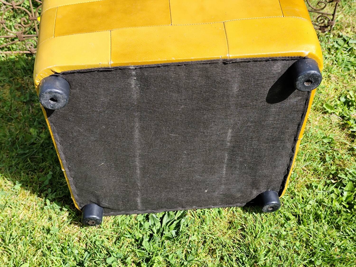 Pouf, cubic synthetic leather stool