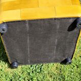 Pouf, cubic synthetic leather stool