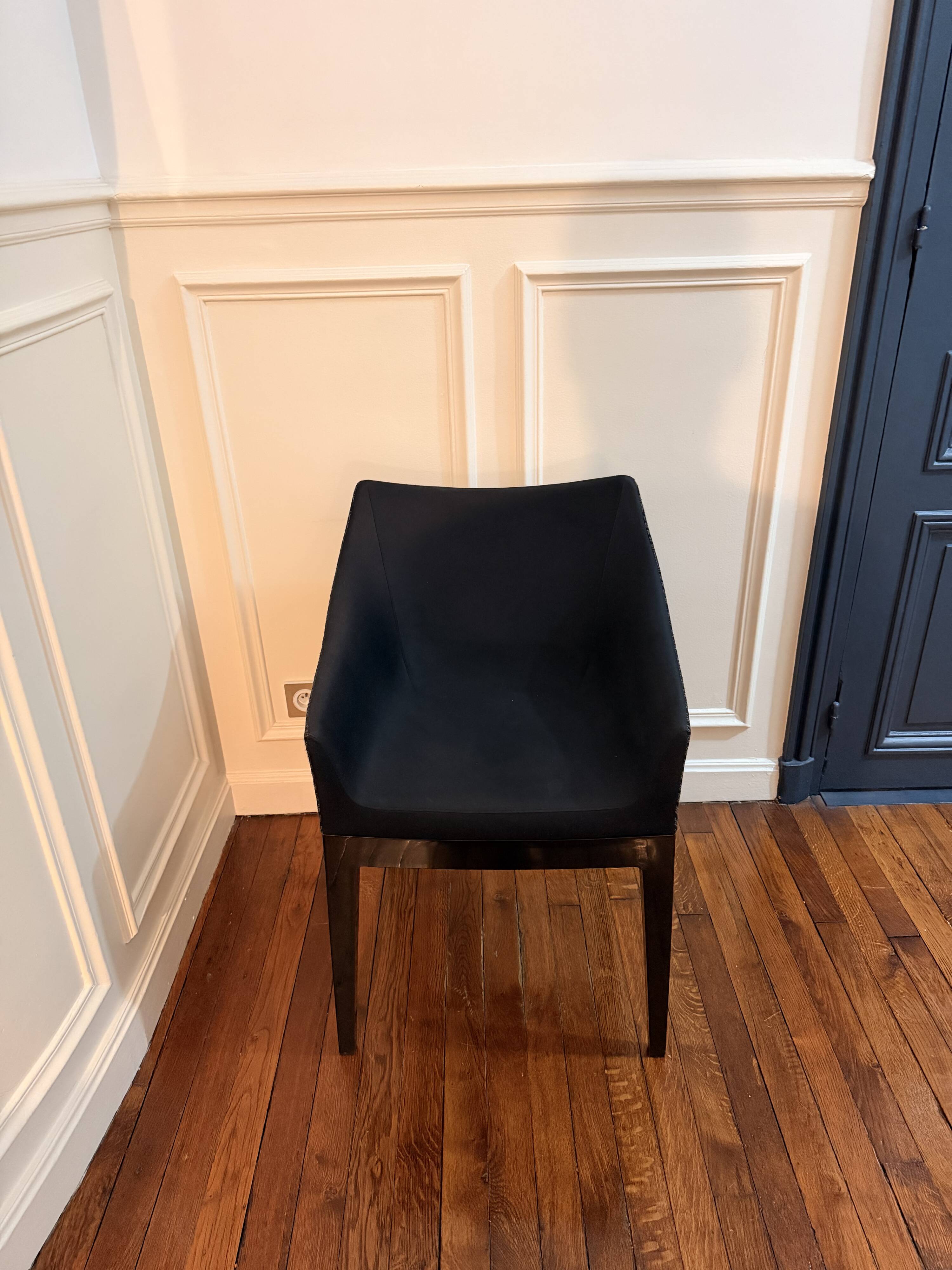 Upholstered armchair Madame black beige fabric Kartell