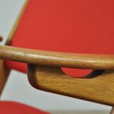 Classic Danish vintage scissor armchair by Arne Hovmand Olsen in OAK, 1960