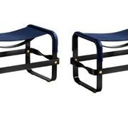 Blue Wanderlust footrest pair with black steel.