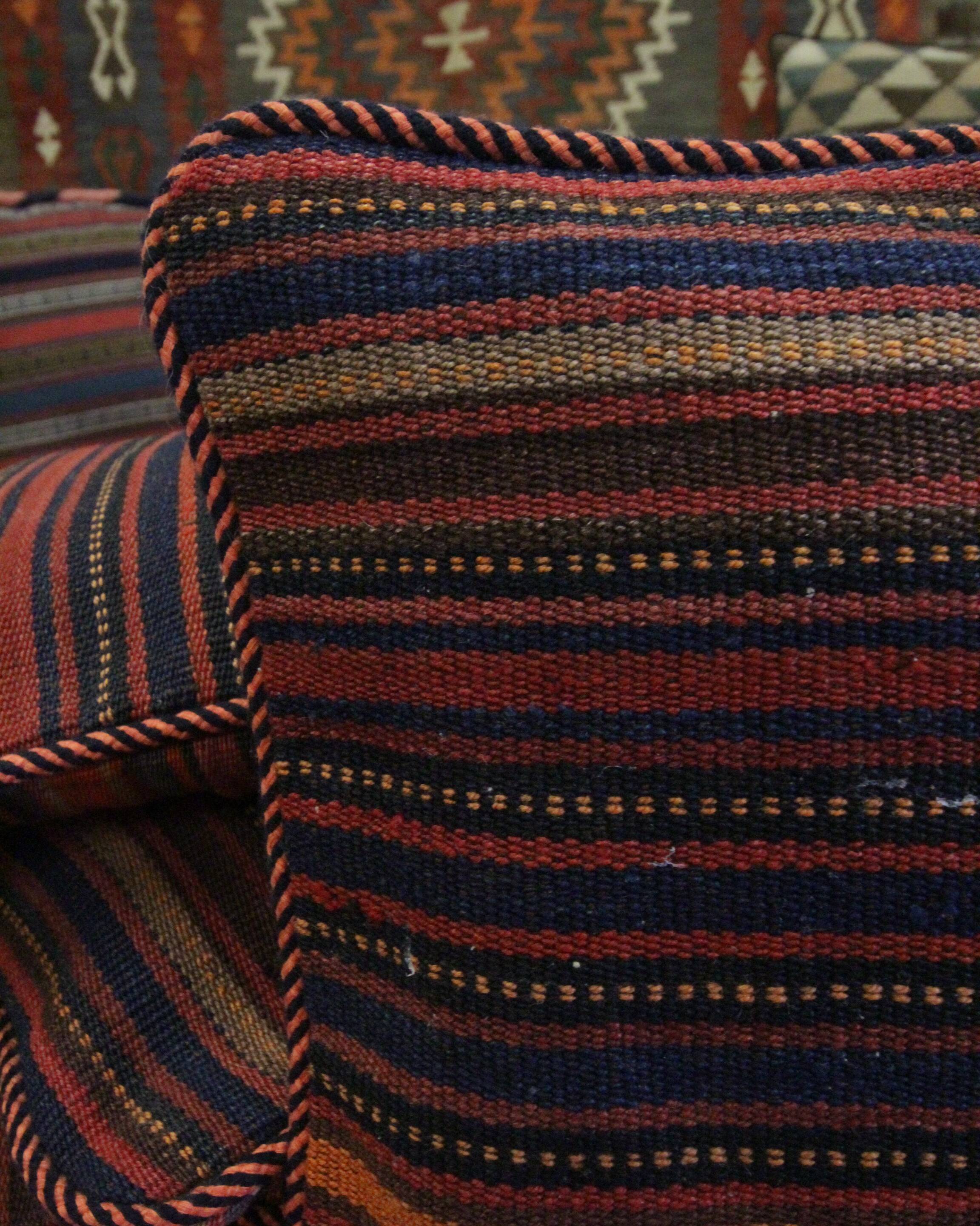 Striped Kilim Cushion Cover Handwoven Wool Scatter Pillow- 35x35cm