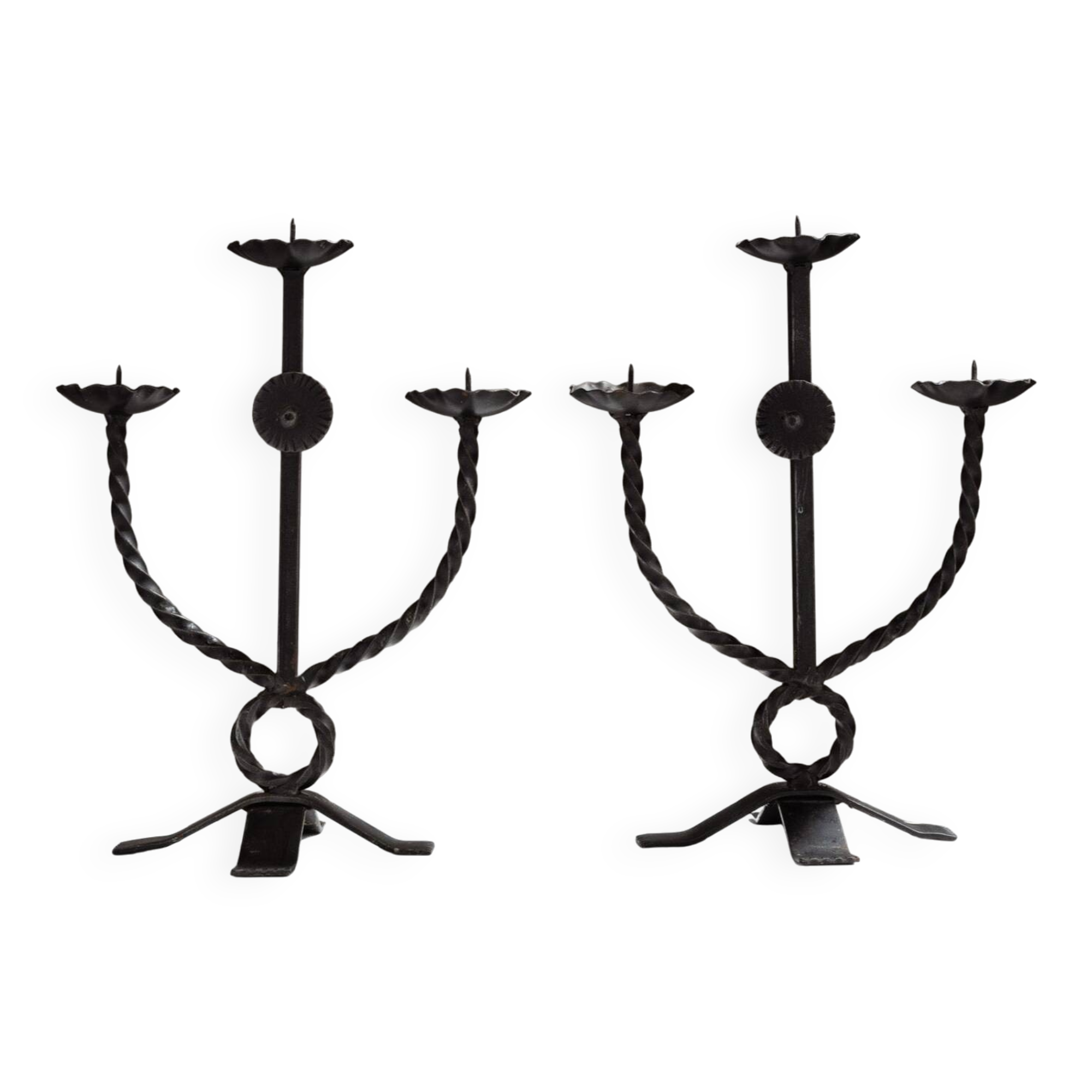 Pair of Brutalist Candlesticks, 1950s