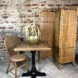 Bistro table in wood black foot and raw top