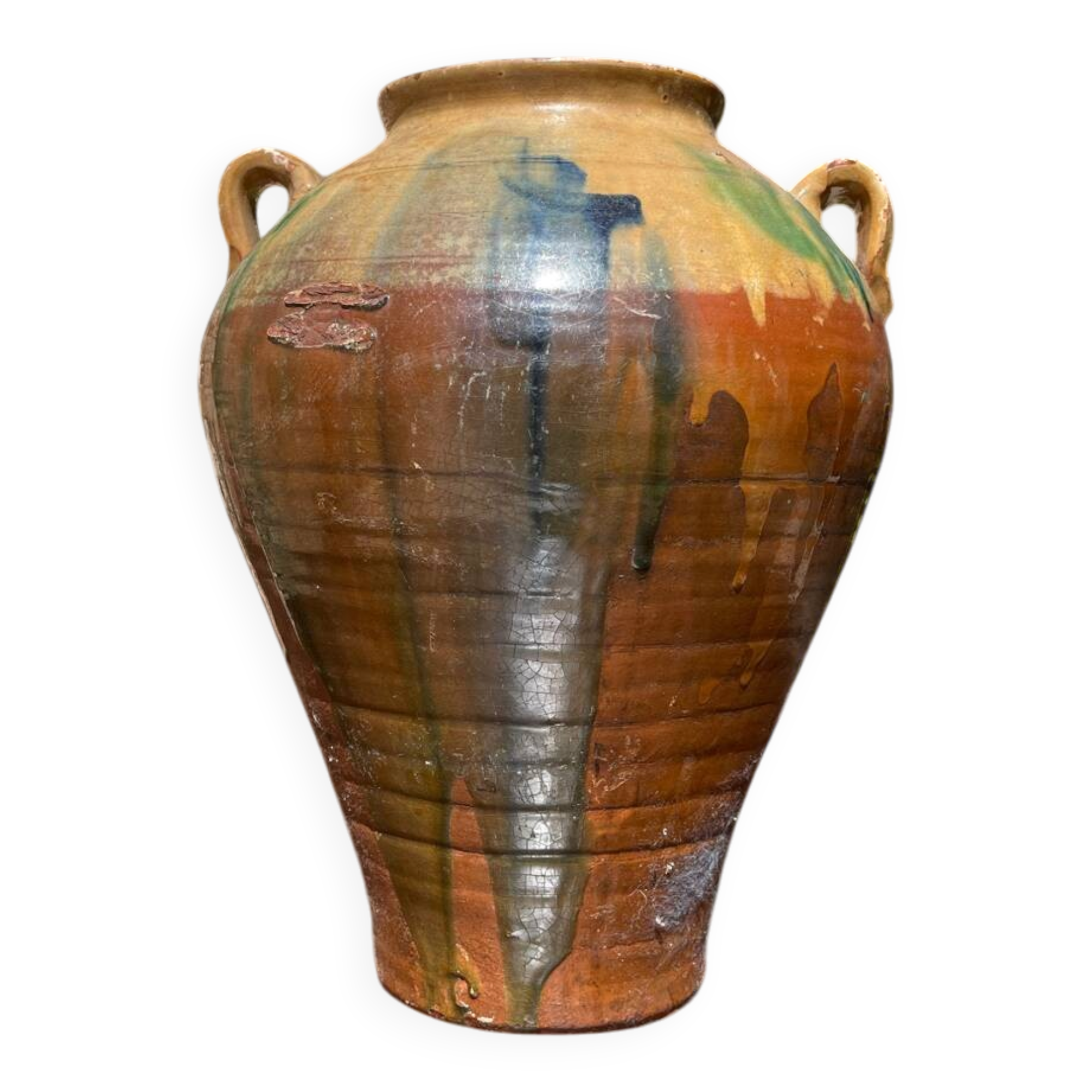 Ancient terracotta pottery jar from the 1920s.
