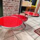 Red tempered glass coffee table
