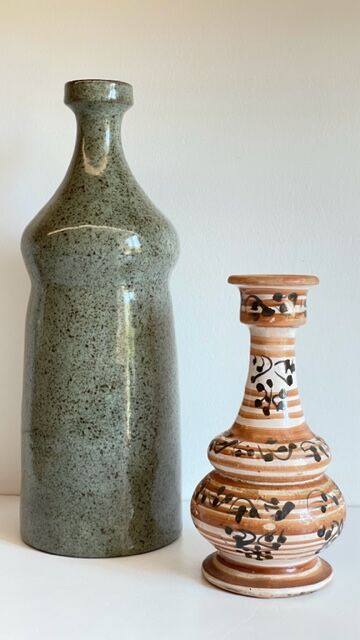 Duo VASES Ceramic sandstone Vintage craft