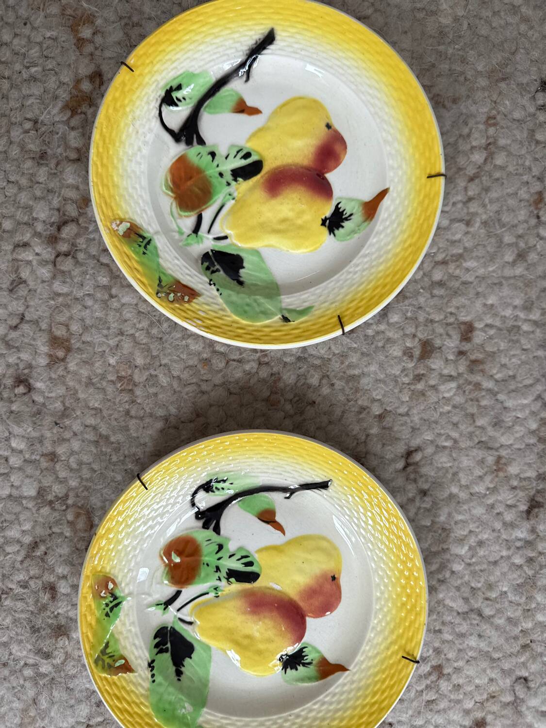 Trio assiettes barbotines poire