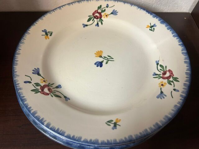 Set of 3 "didier" plates with floral decoration sarreguemines earthenware