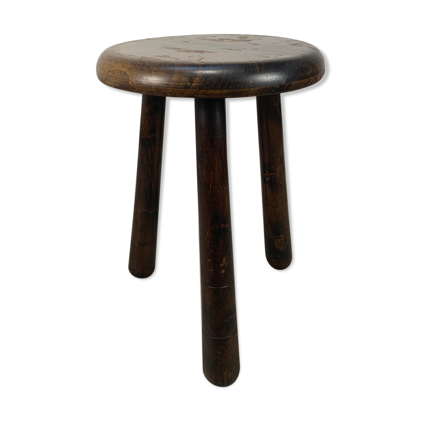 Tabouret tripode pieds massue, bois